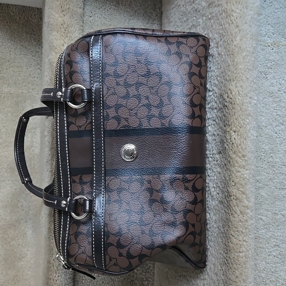 Coach Brown and Black Signature Satchel